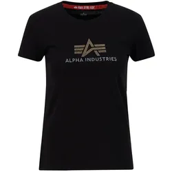 T-Shirt ALPHA INDUSTRIES "Alpha Industries Women - T-Shirts Crystal T Women", Damen, Gr. XS, schwarz, Obermaterial: 100% Baumwolle, Kurzarm, Shirts