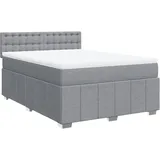 vidaXL Boxspringbett mit Matratze Hellgrau 160x200 cm Stoff