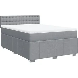 vidaXL Boxspringbett mit Matratze Hellgrau 160x200 cm Stoff