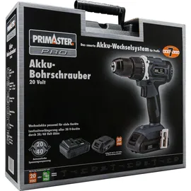 Primaster Pro Akku-Bohrschrauber PAS20BL-W 20 V mit 2 Akkus und Ladegerät