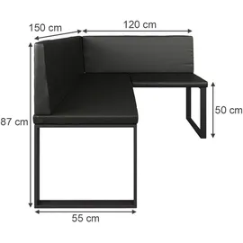 Vicco Eckbank, Schwarz, 120 x 150 cm,