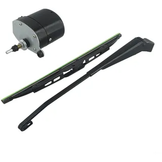 Elektrischer Scheibenwischermotor, 12 V, Marine-Scheibenwischer-Motorsystem mit 300 mm Wischerblatt, Montage für Fischerboot, Wohnmobil, UTV, Wohnwagen, schwarz (Motor + Wischer)