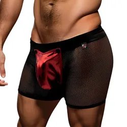 Snap Down Mesh Boxer Brief, schwarz | rot, L/XL