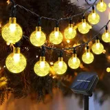 Solar Lichterkette 12m 100 Led, Kristall Solar Lichterkette Außen Innen 8 Modi, Ip65 Wasserdicht Outdoor Solar Laterne, Lichtkugel Für Garten, Terrasse, Balkon, Bäume, Hochzeit-