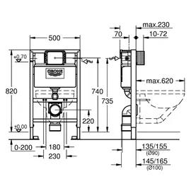 Grohe Solido Vorwandelement H: 82 cm, für Wand-WC, 38959000,