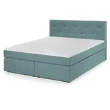 Traumnacht Boxspringbett, mit 7-Zonen Tonnentaschenfederkernmatratzen (H3) und Komfortschaumtopper, leichter Aufbau, produziert nach deutschem Qualitätsstandard, 180 x 200 cm in türkis