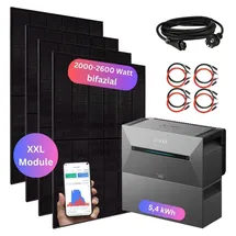 myvoltaics Balkonkraftwerk bifazial 2000 W inkl. Anker Solarbank 3 5,4 kWh