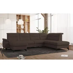 Wohnlandschaft SIT & MORE "Astoria U-Form", braun, B:329cm H:91cm T:225cm, 100% Polyester, Sofas, wahlweise mit motorischer Relaxfunktion