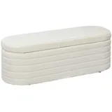 Homcom Sitzbank mit Stauraum, Teddy-Vlies-Optik, Holzbeine Cremeweiß