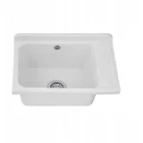 QLS Ausgussbecken Waschtrog Spülbecken Becken Kammer Garten Waschraum Werkstatt 10870 - Weiß