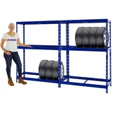 PROREGAL Mega Deal 2X Reifenregal Tiger Blau bis zu 24 Reifen 180x130x50 cm