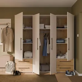 Forte Drehtürenschrank Mokkaris 205,9 x 200,1 x 58,8 cm Beige/Khaki