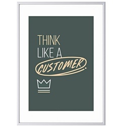 Paperflow Wandbild »Think like a customer« Rahmen silbern silber, 50.6x70.5x0.9 cm