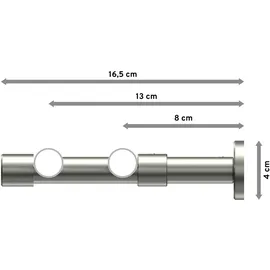Interdeco GARDINENSTANGE Prestige Sitra 420 cm (geteilt in 3 x 140 cm), 2-läufig, 20 mm Ø Edelstahl-Optik
