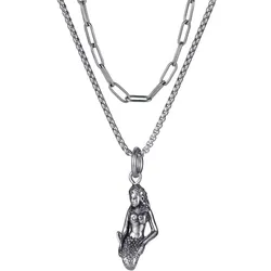 Kette mit Anhänger FIRETTI "Schmuck Geschenk Seejungfrau", silber (edelstahlfarben), Halsketten, Damen, Edelstahl, L: 45cm