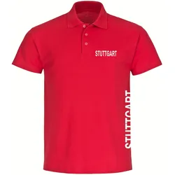 multifanshop Poloshirt - Stuttgart - Brust & Seite - Druck weiß - Polo