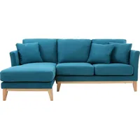 miliboo Skandinavisches Ecksofa links OSLO aus blaugrünem, abziehbarem Stoff