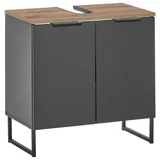 Stella Trading home24 Waschbeckenunterschrank Denver, Schwarz, Eiche, Metall, 1 Fächer, 60x60x35 cm, Fsc, Zusatzausstattung erhältlich, stehend, Typenauswahl, Badezimmer, Badezimmerschränke, Waschbeckenunterschränke