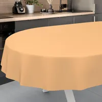 ANRO Wachstuch-Tischdecke abwaschbar Oval 240 x 140 cm Apricot