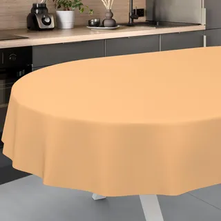 ANRO Wachstuch-Tischdecke abwaschbar Oval 240 x 140 cm Apricot