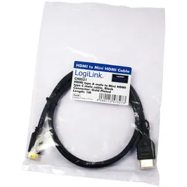 Logilink HDMI Anschlusskabel HDMI-A Stecker HDMI-Mini-C Stecker 100 m Schwarz