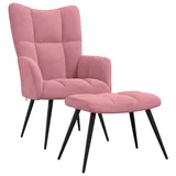 vidaXL Relaxsessel mit Hocker Samt 64 x 95,5 x 66 cm Rosa