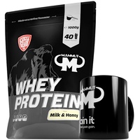 1kg Mammut Whey Protein Eiweißshake - Set inkl. Protein Shaker, Riegel, Powderbank oder Tasse (Milk & Honey, Mammut Keramik Tasse)