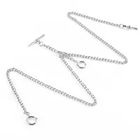 Taschenuhr Kette Albert T-Bar Kette Antik T-Form Hängende Uhrenkette 14 Zoll Einzelgliederweste Gürtel, T4-Silber