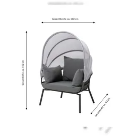 LECO Clara Sessel mit Fußhocker 102 x 92 x 152 cm Grau