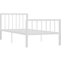 vidaXL Bettgestell Weiß Metall 90×200 cm