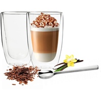 Sendez Thermoglas Doppelwandige Latte Macchiato Gläser 450ml Kaffegläser, 6 Stück weiß