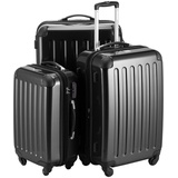 HAUPTSTADTKOFFER Alex - 3er Kofferset, Trolley-Set, Rollkoffer, Reisekoffer, (S, M & L), Schwarz