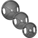 POWER-XTREME Hantelscheibe | Gewichtsscheibe, 30/31mm, gummiert, mit Griffen (15kg)