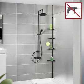 Wenko Duschregal teleskopierbar Compact, schwarz Aluminium 26x78-275x19,5 cm