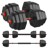 SONGMICS Hantelset, Hanteln mit Verbindungsstange, Hexagon, Kurzhantelset, 40 kg, für Workout, Fitnesstraining, Gewichtheben für Zuhause, Fitnessstudio, tintenschwarz SYL400B01