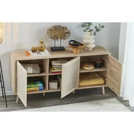 Finori Sideboard Holzwerkstoff Sonoma Eiche/Rafia Geflecht