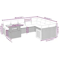 vidaXL 10-tlg. Garten-Sofagarnitur mit Kissen Grau Poly Rattan