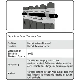 Sehlbach "Schal Webstreifen, beige, B:140cm H:245cm, Polyester, Gardinen, Gardine, mit Gardinenband und verdeckten Schlaufen