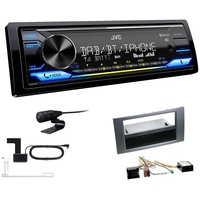 JVC KD-X472DBT 1-DIN Digital Autoradio mit Bluetooth DAB+ inkl. Einbauset für Ford Transit 2006-2013 dunkelsilber/anthrazit