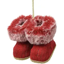 Christbaumschmuck 10cm Winterstiefel Figur Bruchfest Strickoptik Weihnachtsbaum Anhänger Weihnachten Weihnachtsbaumschmuck Stiefel Schuhe Rot