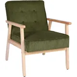 Home Affaire Loungesessel HOME AFFAIRE "MENONRI mit Armlehnen aus Massivholz", grün, B:64cm H:83cm T:77cm, rubber wood frame, pine wood, plywood, foam, fabric, Sessel, Relaxsessel, Lese-Sessel, Cocktailsessel in Cord und Webstoff