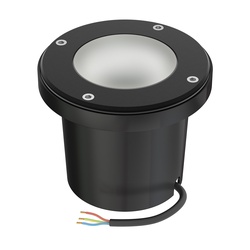 ledscom.de Bodeneinbauleuchte BOFU für außen, IP67, schwenkbar, schwarz, rund, 150mm Ø, 1x GU10 max. 15W, Milchglas