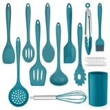 Herogo Küchenhelfer Set, 22-teiliges Silikon Kochutensilien Set mit Utensilienhalter, Hitzebeständiger Kochbesteck Küchenutensilien, Gesund & Antihaft, Spülmaschinenfest, Blau