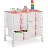 Kommode, Kinder, 6 Stoffschubladen, HxBxT: 61,5 x 40,5 cm, Schubladenschrank mit Metallgestell, weiß/rosa