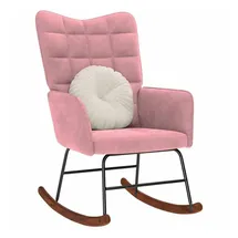 vidaXL Schaukelstuhl 4016836 Polyester, Samt 0 x 0 x 0 cm Rosa mit Rollen