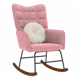 vidaXL Schaukelstuhl 4016836 Polyester, Samt 0 x 0 x 0 cm Rosa mit Rollen