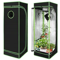 Yugodex Growzelt 40x40x120 cm Grow Tent 600D Oxford Grow Box Lichtdicht und Wasserdicht Pflanzenzelt Growschrank für Homegrowing Indoor-Anbau Luftig Gewächshaus Growroom Schwarz Grün
