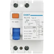Chint 782019 NL210 1PN 63A 300mA B 10kA FI-Schutzschalter B/10 kA 1polig 63A 0.3A 240V