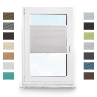 Tom'Shop Plissee nach maß, Premium Plissee mit Bohren, Sonnenschutz Plisseerollo zum Schrauben Jalousie Lichtdurchlässig und Blickdicht für Fenster & Tür Hochwertige Produkte (Höhe 50-149cm)