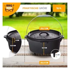 bbq-nerd Dutch Oven Starter 3,1 l Gusseisen